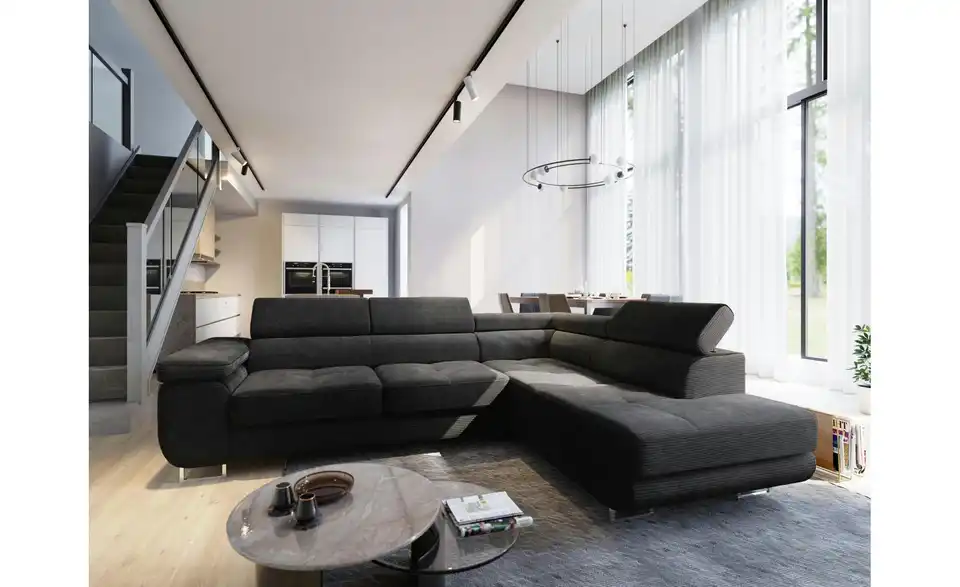 MASSENO Ecksofa mit Schlaffunktion Apiro BHL 277|90|202 cm, Cordstoff