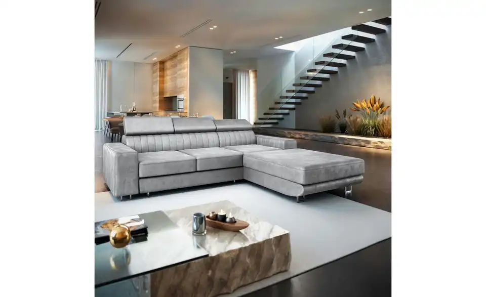 MASSENO Ecksofa mit Schlaffunktion Noto BHL 267|89|190 cm, Velours