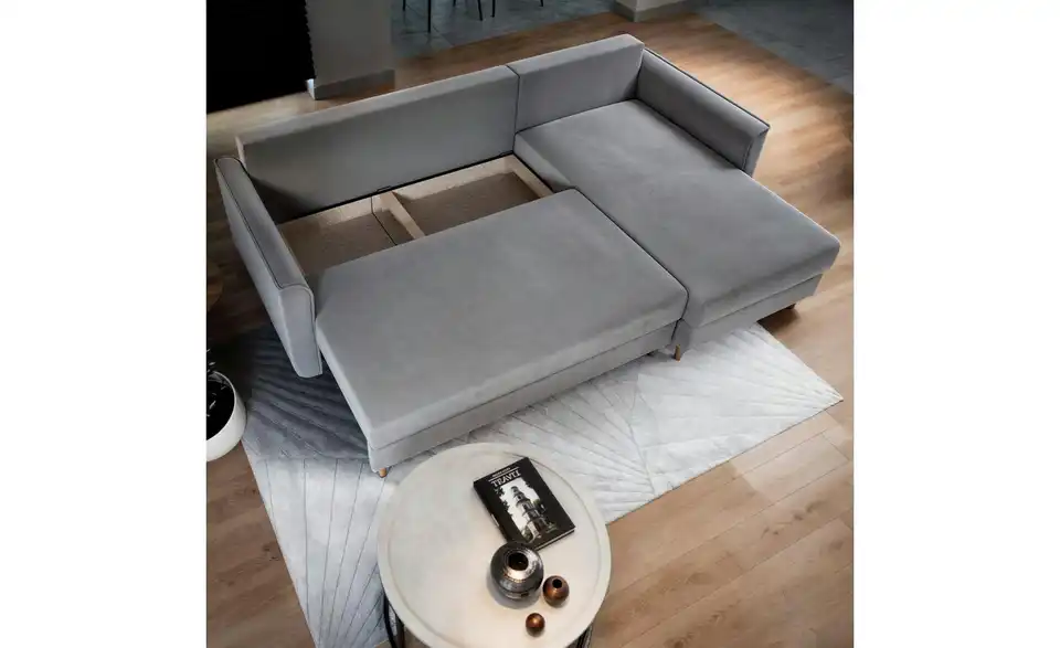 MASSENO Ecksofa mit Schlaffunktion Pisan BHL 220|91|140 cm, Webstoff meliert