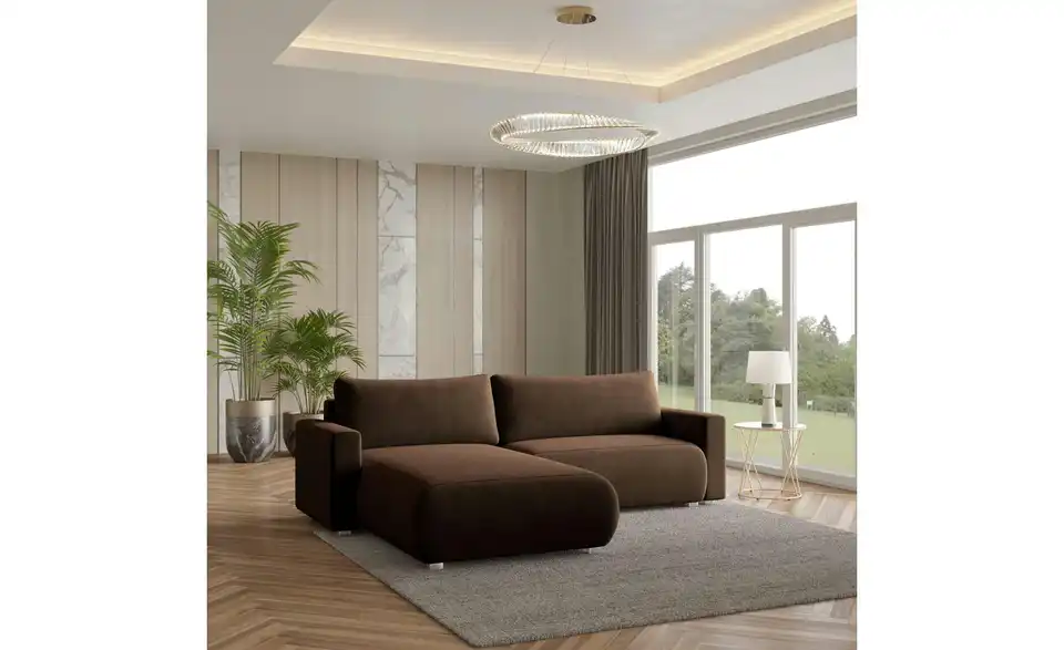 MASSENO Ecksofa mit Schlaffunktion Turin BHL 265|83|183 cm, Velours