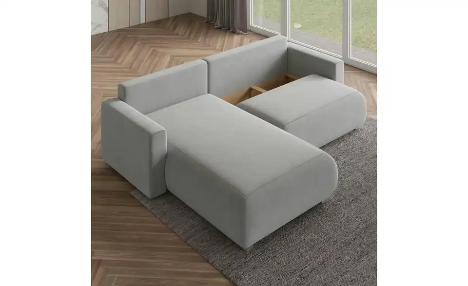 MASSENO Ecksofa mit Schlaffunktion Turin BHL 265|83|183 cm, Velours