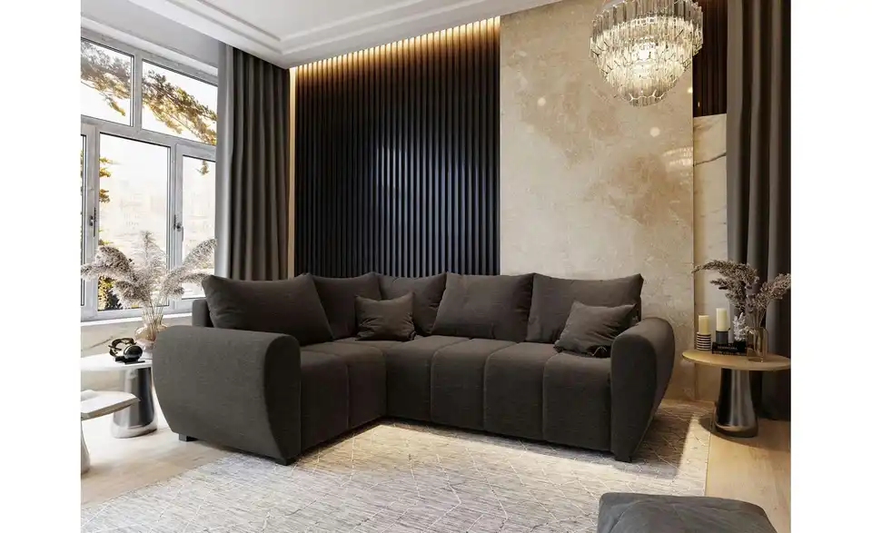 MASSENO Ecksofa Madison BHL 235|82|175 cm, Flachgewebe fein