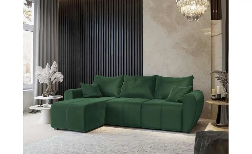 MASSENO Ecksofa Madison BHL 246|82|143 cm, Webstoff meliert