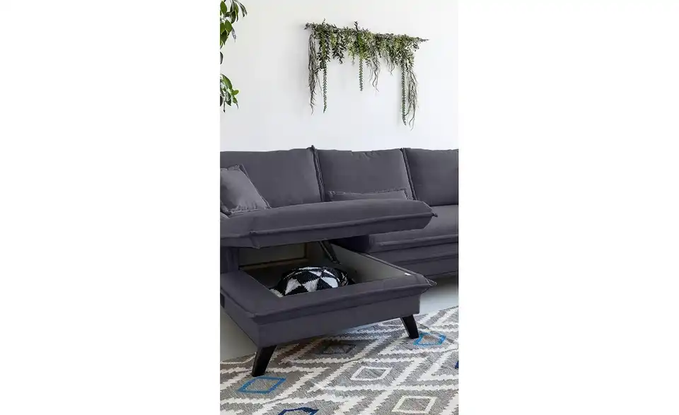 Miuform Wohnlandschaft mit Schlaffunktion Charming Charlie BHL 302|90|200 cm, Webstoff