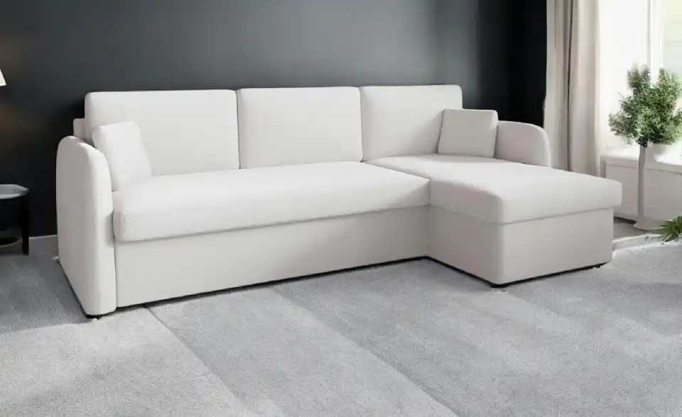 Ecksofa mit Schlaffunktion Nuuk BHL 222|85|157 cm, Boucléstoff