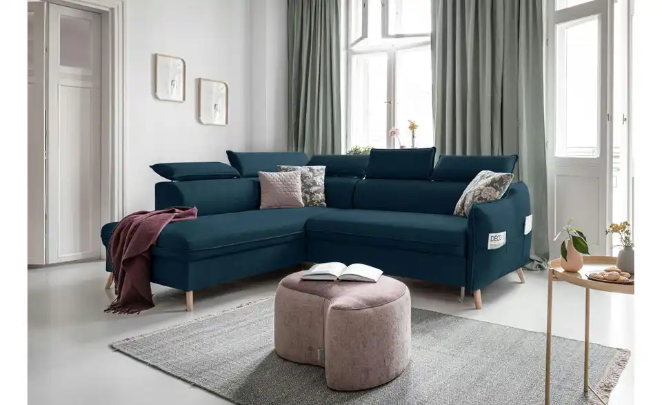 Miuform Ecksofa mit Schlaffunktion Sweet Harmony BHL 253|95|208 cm, Webstoff