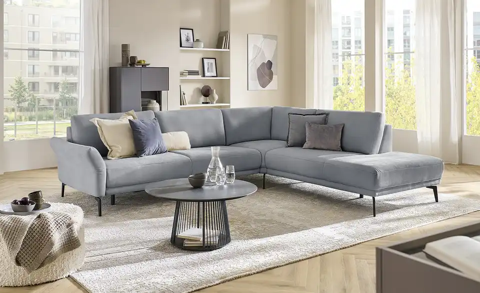 meinSofa Ecksofa Jenny BHT 298|87|254 cm, Mikrofaser in Velours-Optik